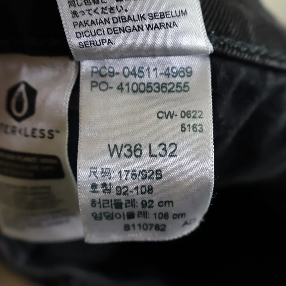 Levis‎ Premium 511 Slim Fit Jeans 36x32 Black Denim Stretch Casual Mens Pants